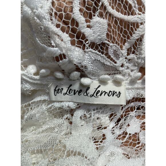 For Love & Lemons 'Emerie' White Nylon Cut Out Dress Size S - Picture 4 of 5